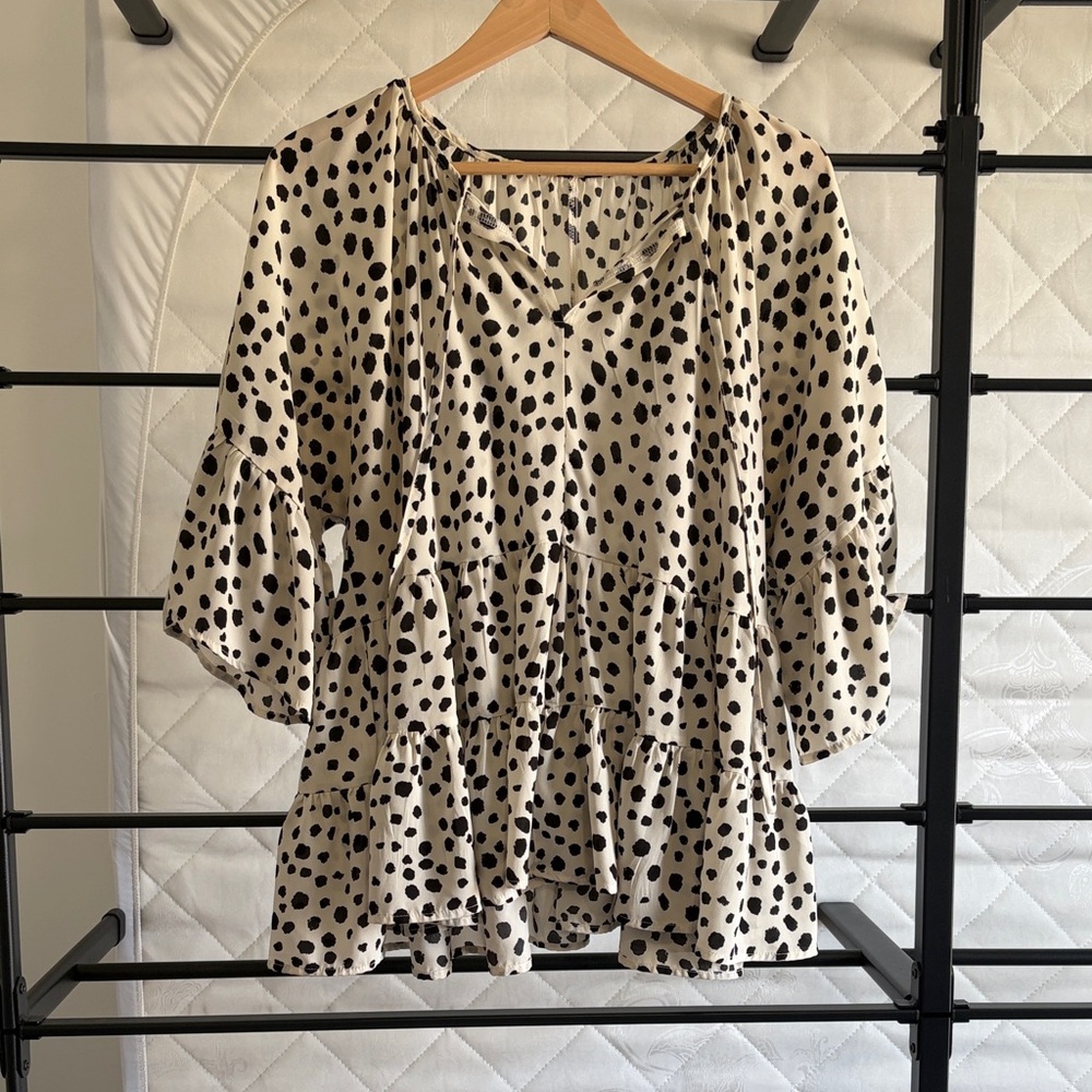 Polka Dot Women's Top - Cream and Black